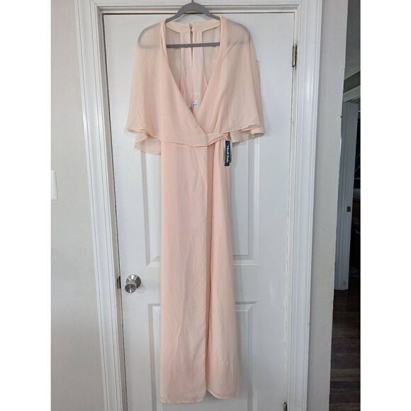 Modcloth Queen of Eden Wrap Dress Large‎ blush pink NWTs maxi chiffon bridesmaid - Picture 3 of 10